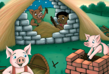 The Three Little Pigs build houses bedtime story for kids