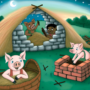 The Three Little Pigs build houses bedtime story for kids